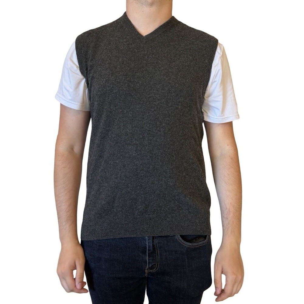 Christian Berg Cashmere Sweater Vest Sleeveless Gray  Large Quiet Luxury Preppy